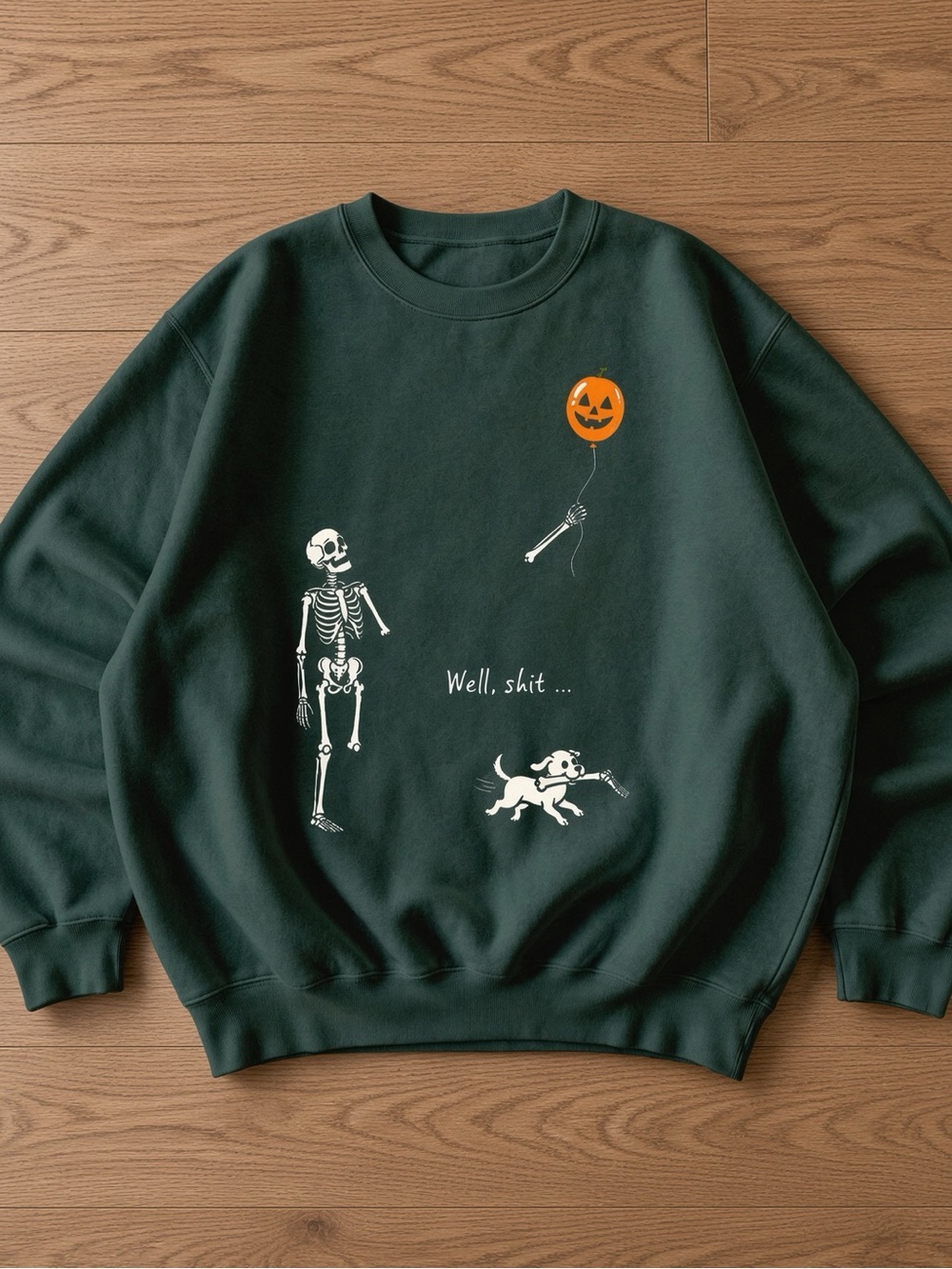 Halloween Skeletons and Dog Graphic Sweatshirt